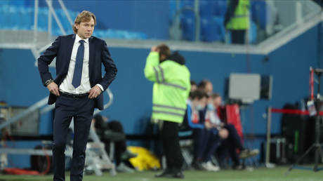 Valeri Karpin of the Russia national team during the World Cup 2022 Qualifying match between Russia and Cyprus at Gazprom Arena