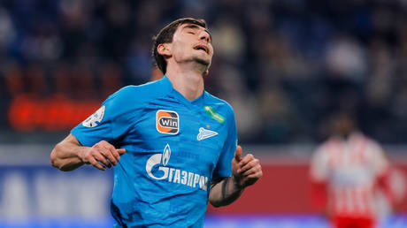 Zenit St. Petersburg player Zelimkhan Bakaev pictured at a game in November 2022.