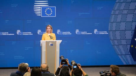 EU Foreign Policy Chief Kaja Kallas at a press conference, Brussels, Belgium, February 24, 2025.