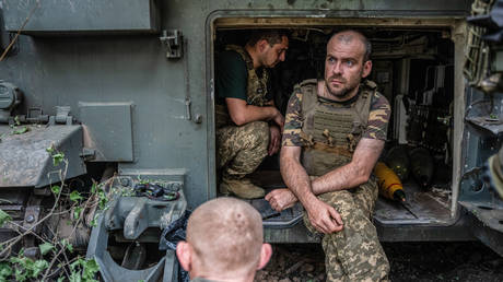 FILE PHOTO: Ukrainian troops in the Donbass.