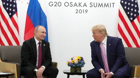 Russian President Vladimir Putin's meeting with US President Donald Trump on the sidelines of the G20 summit in Osaka, 28 June 2019.