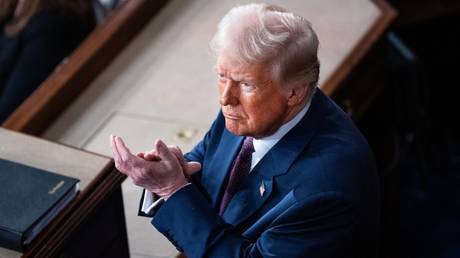 President Donald Trump delivers his address to a joint session of Congress in the US Capitol on March 4, 2025.