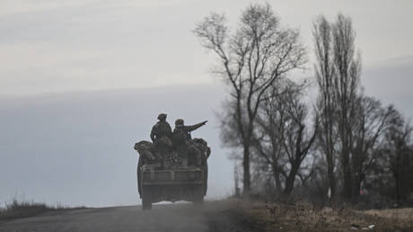 Russian servicemen pictured in Kursk Region, Russia on March 3, 2025.